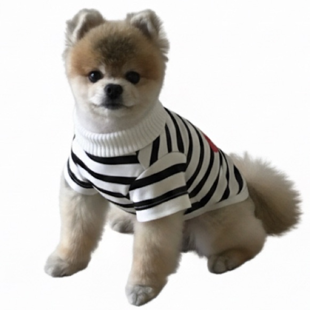 94# Fun Striped Dog Shirt with Heart Patch - Picture 7 of 7